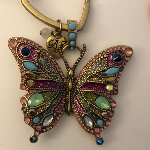Betsey Johnson Burnished Gold Tone Butterfly Handbag Charm Key Fob Crystal NWT - Picture 6 of 16